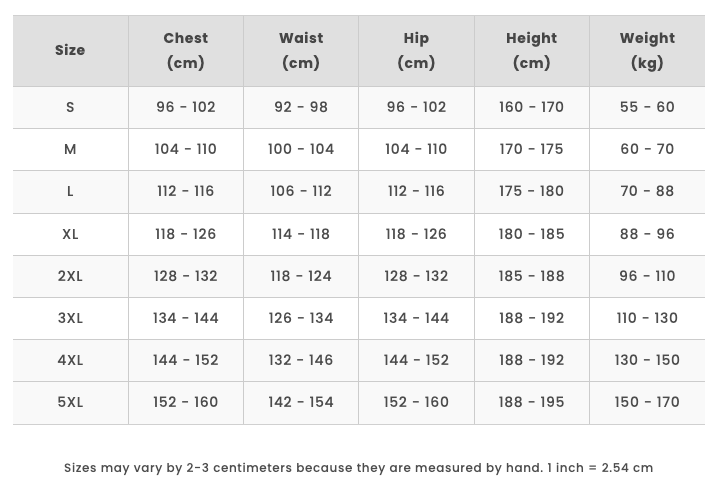 size-chart-ligawear
