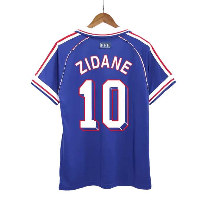 Retro ZIDANE #10 1998 France Home Soccer Jersey - Image 1