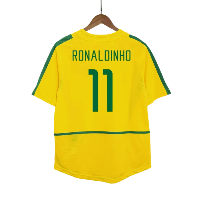 RONALDINHO #11 Brazil Retro Jersey Home Soccer Shirt 2002/03 - Image 3
